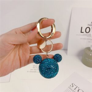 Móc khóa mặt gấu gắn đá