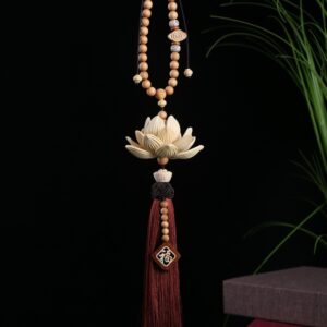 Dây treo phong thủy xe hơi chữ Phúc kết hợp hoa sen